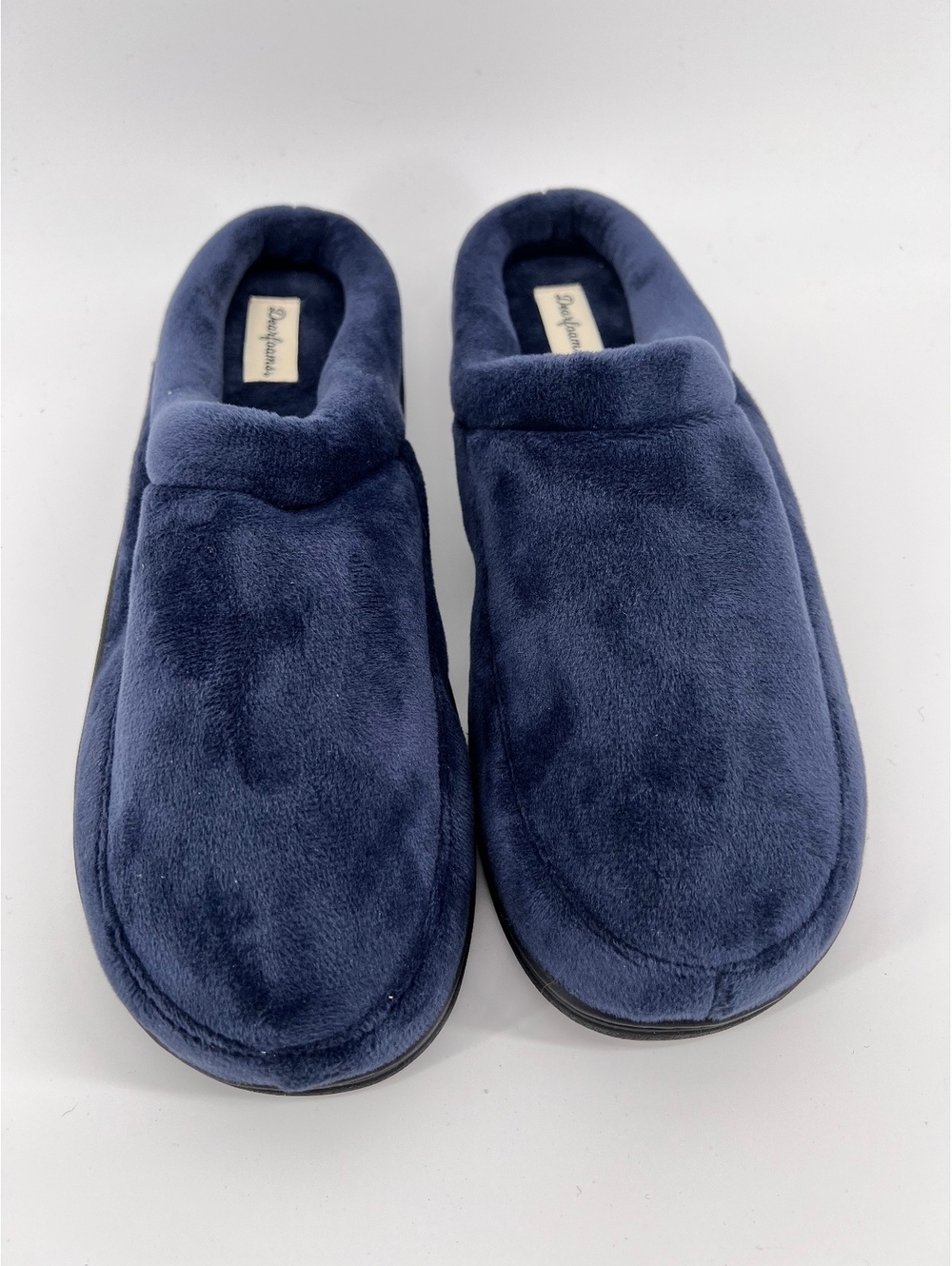 Dearfoams Men's Large 11-12 Navy Blue Fleece Clog Slippers Plush Indoor Outdoor